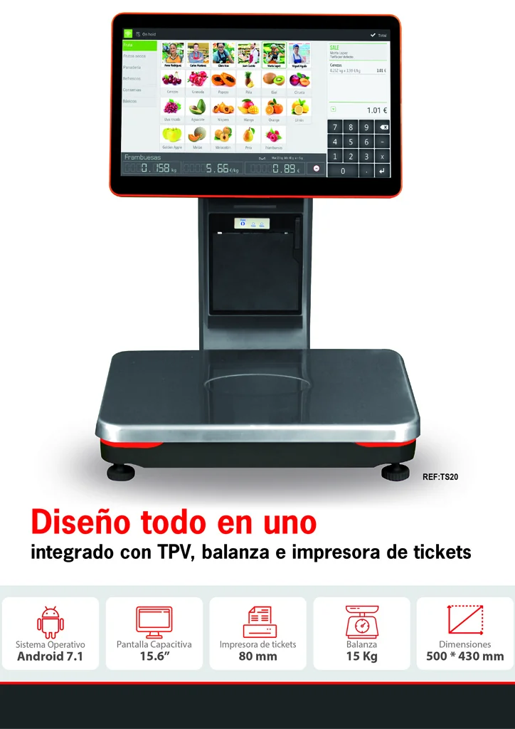 Balanza HIOPOS TS20 con TPV integrado